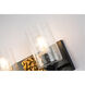 Bocage 3 Light 22 inch MB Bath Light Wall Light in Matte Black with Gold